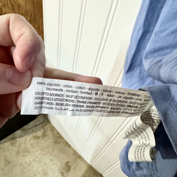 Zara Padded Shoulder Crewneck Cotton Blue Tunic Dress Size Medium - Picture 4 of 4